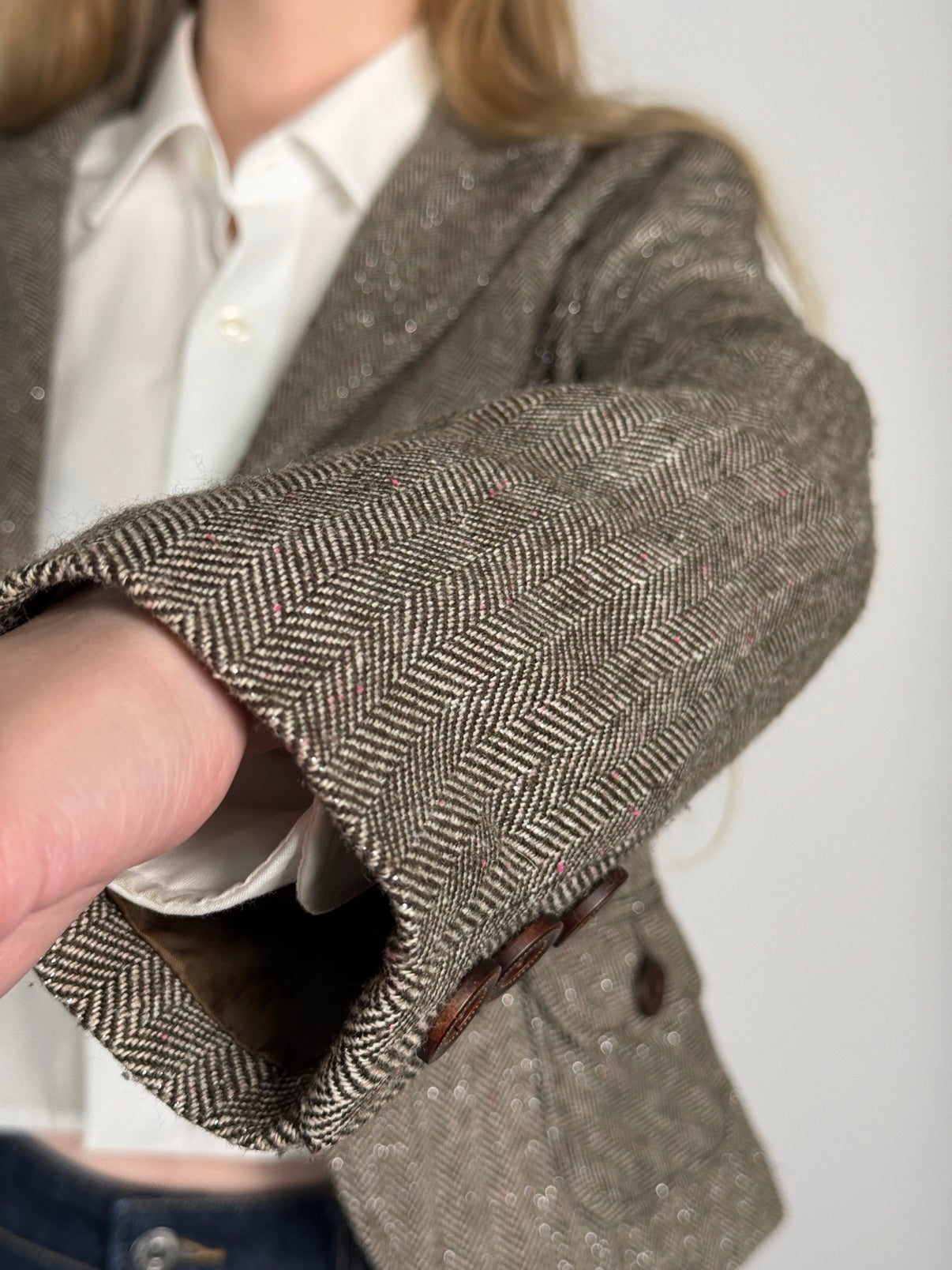 Silver Thread Herringbone Blazer str. 38