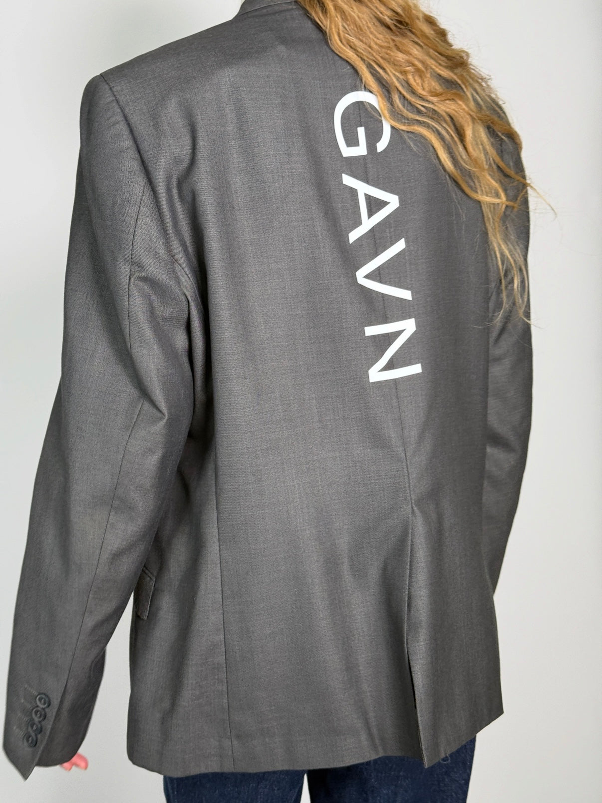 Grey Statement Print Blazer str. 42