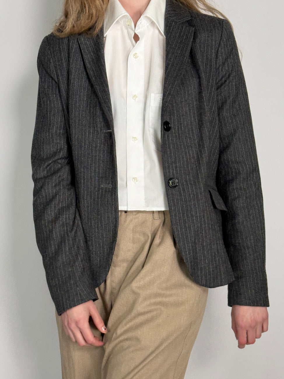 Pinstriped Wool Blend Blazer str. 38