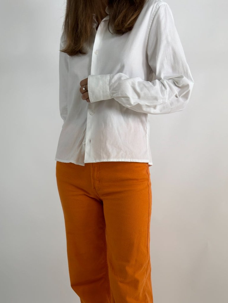 White Cropped Shirt str. 38