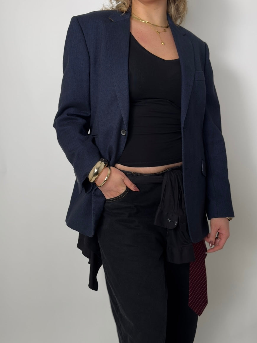 Blue Herringbone Blazer str. 42