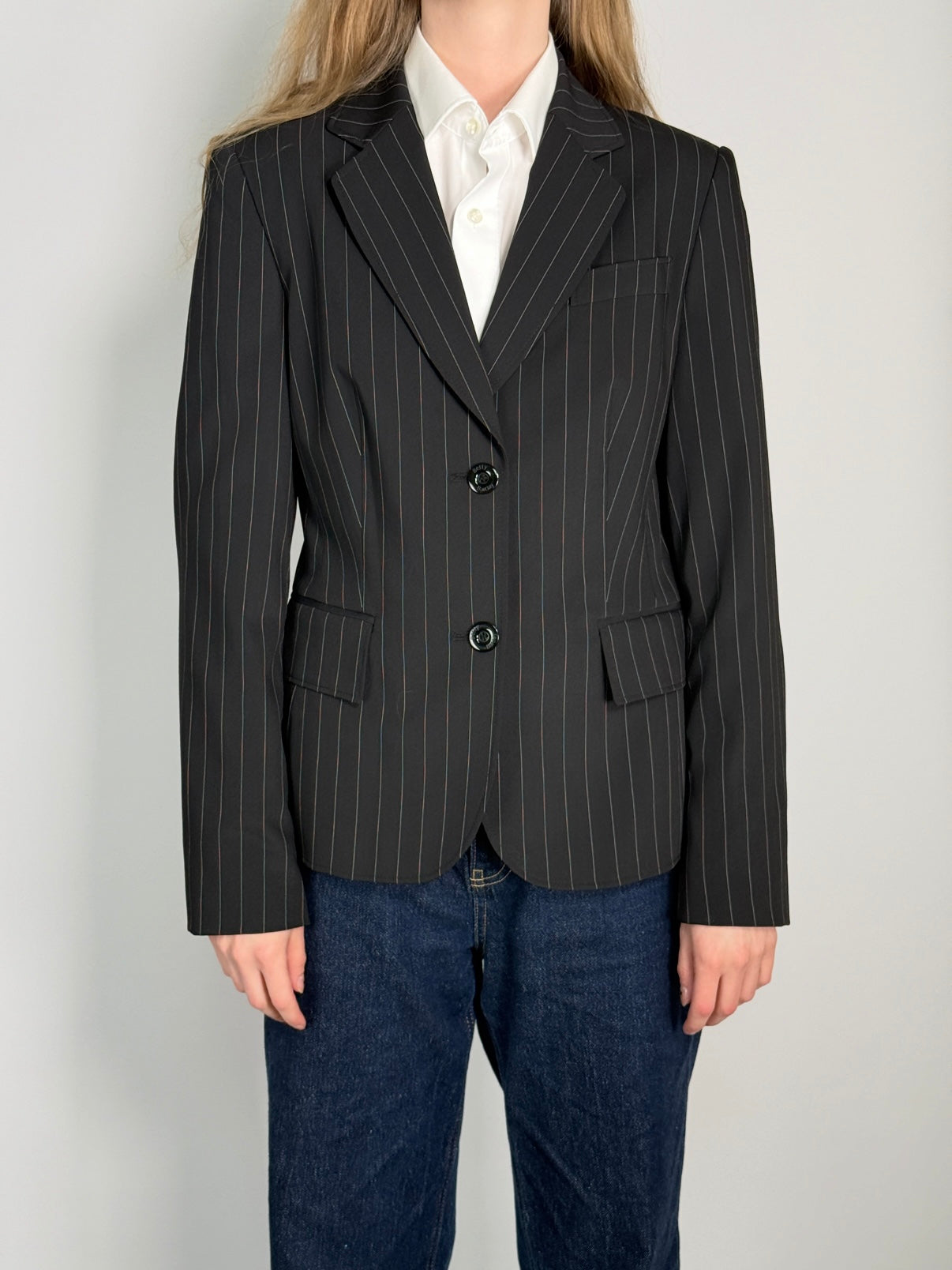 Pinstriped Wool Blend Blazer str. 38