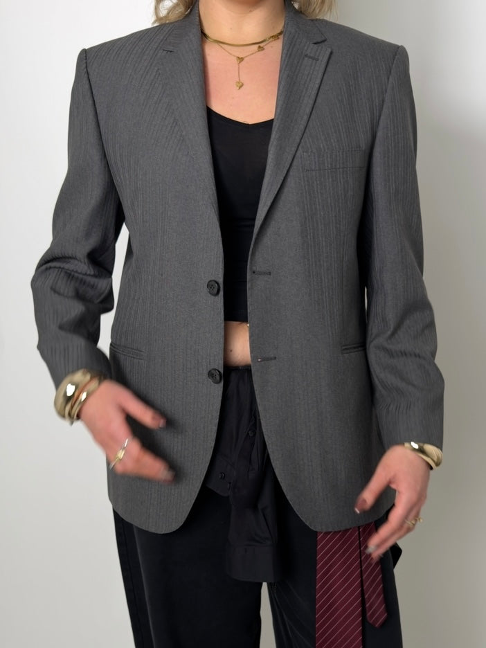 Grey Wool Blend Blazer str. 42