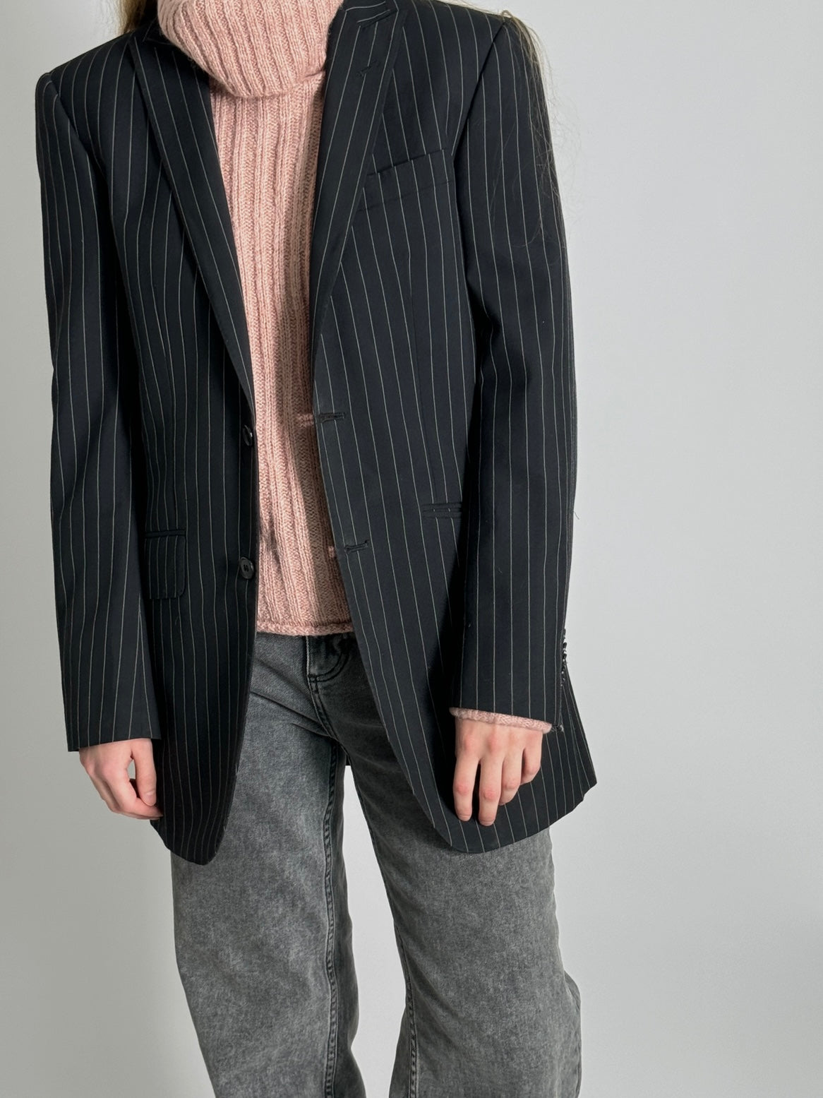 Striped Wool Blend Blazer str. 38