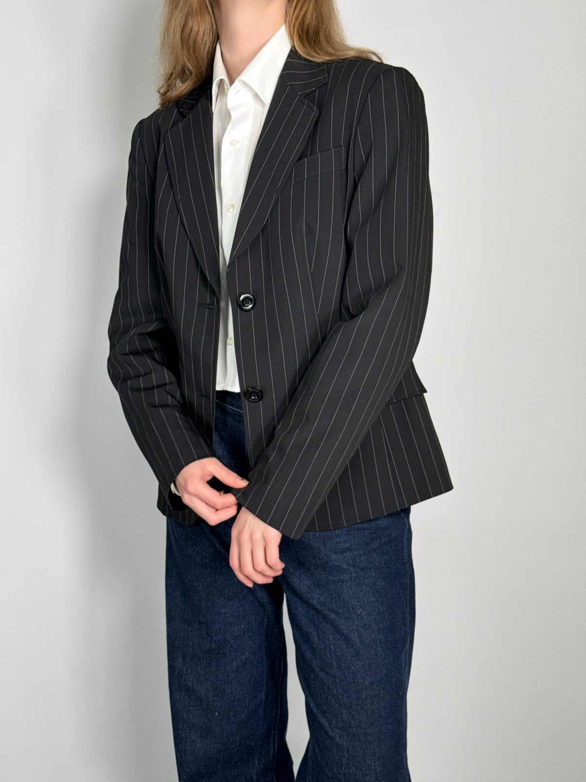 Pinstriped Wool Blend Blazer str. 38