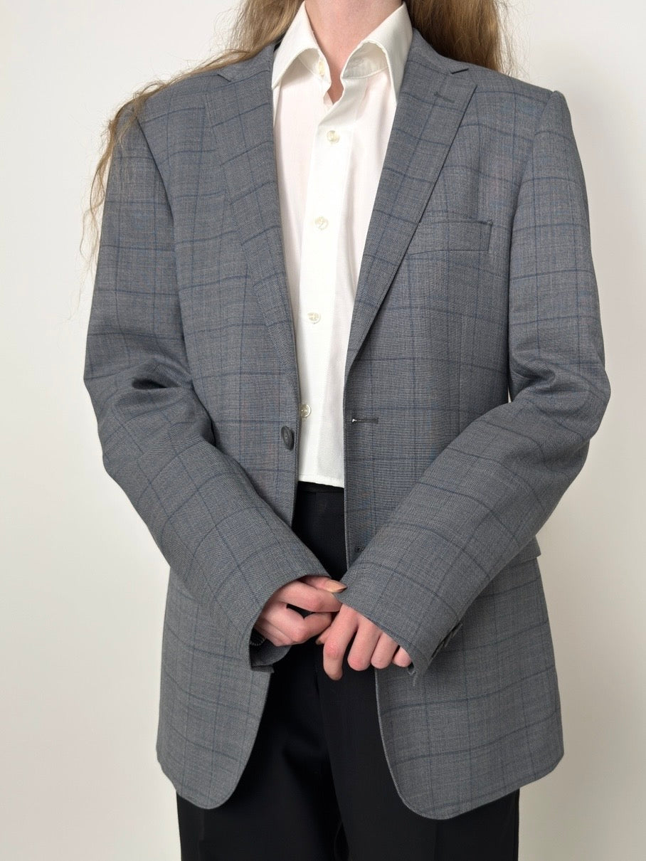Checkered Wool Blend Blazer str. 38