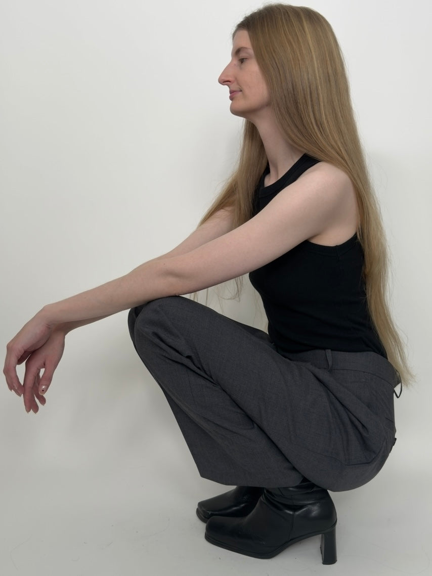 Grey Double Pleated Trousers str. 36