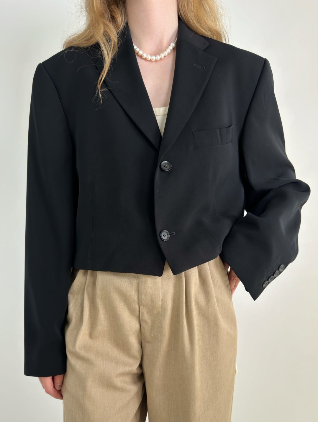 Black Cropped Blazer str. 40