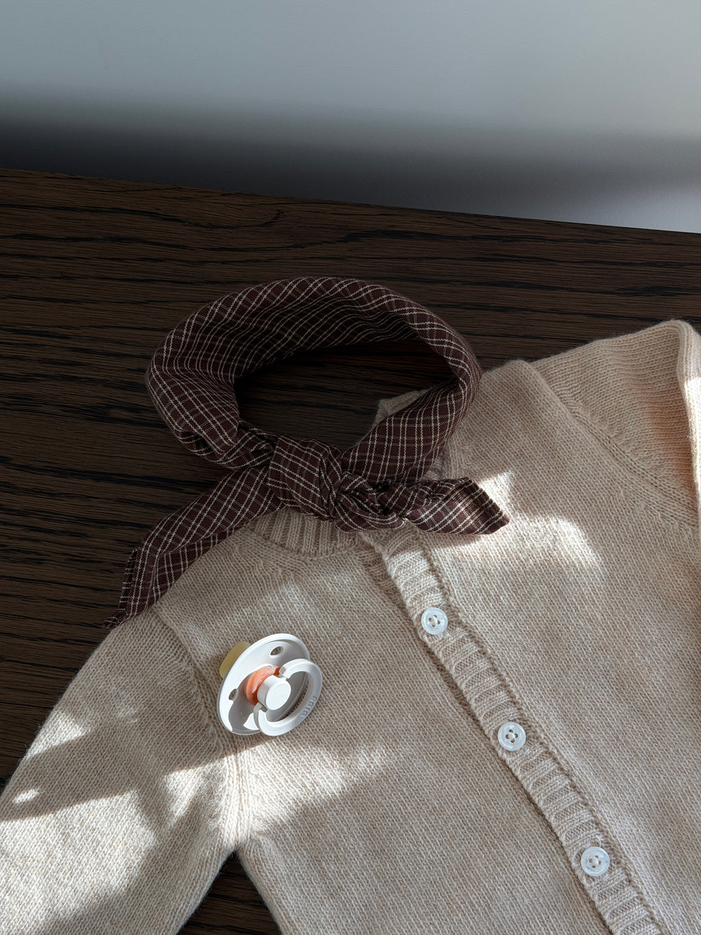 CARAMEL KNITTED BABY WOOL CARDIGAN
