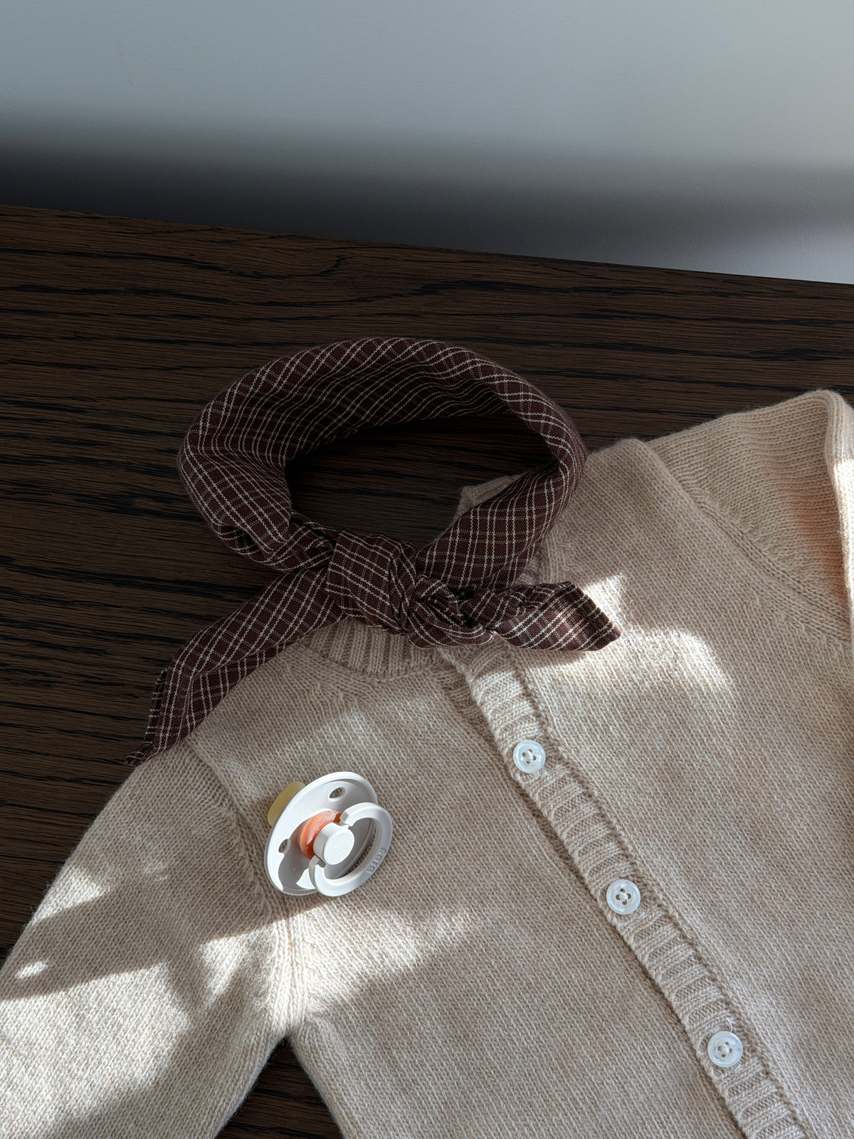 CARAMEL KNITTED BABY WOOL CARDIGAN