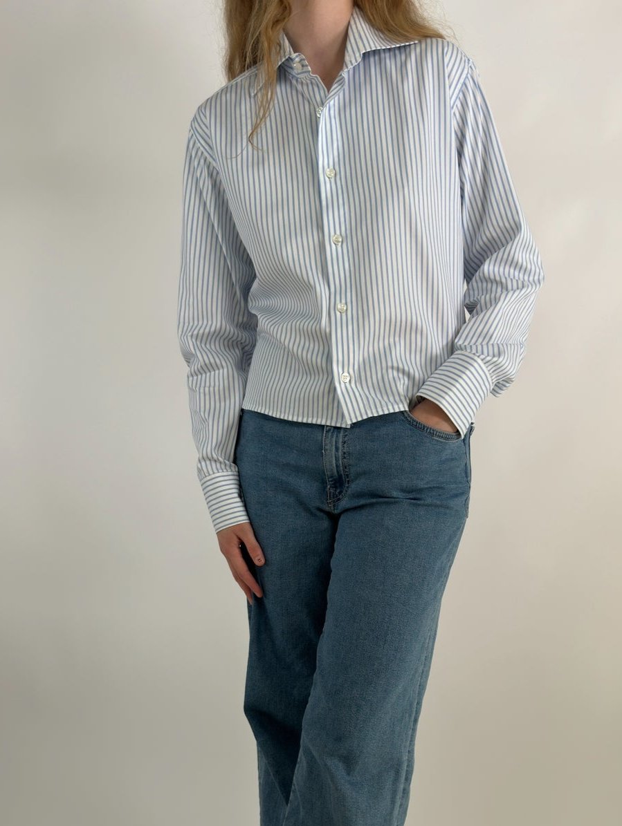 Blue Striped Cropped Shirt str.  38