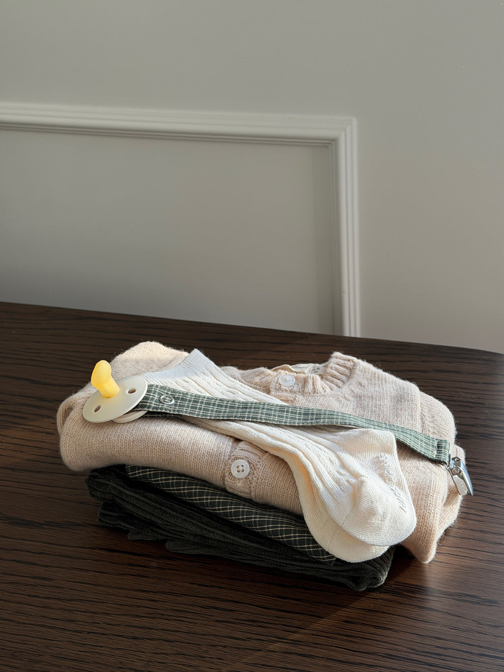 CARAMEL KNITTED BABY WOOL CARDIGAN