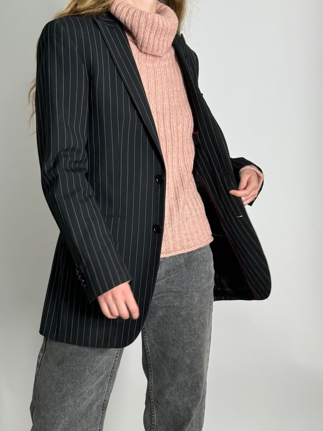 Striped Wool Blend Blazer str. 38