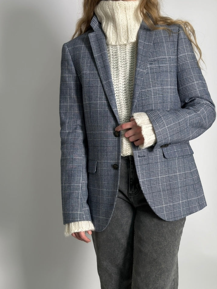 Checkered Wool Blend Blazer str. 36