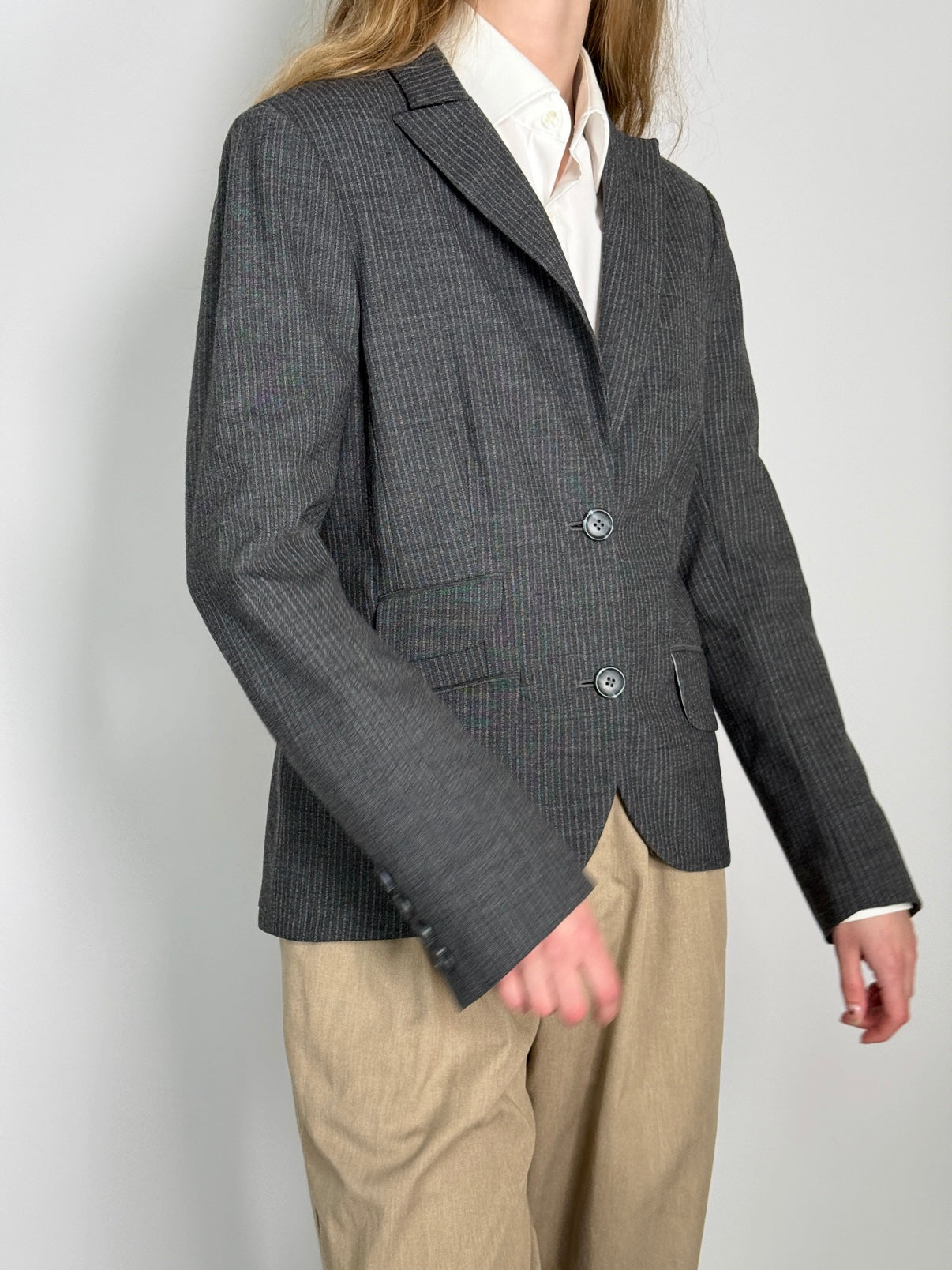 Pinstriped Wool Blend Blazer str. 38