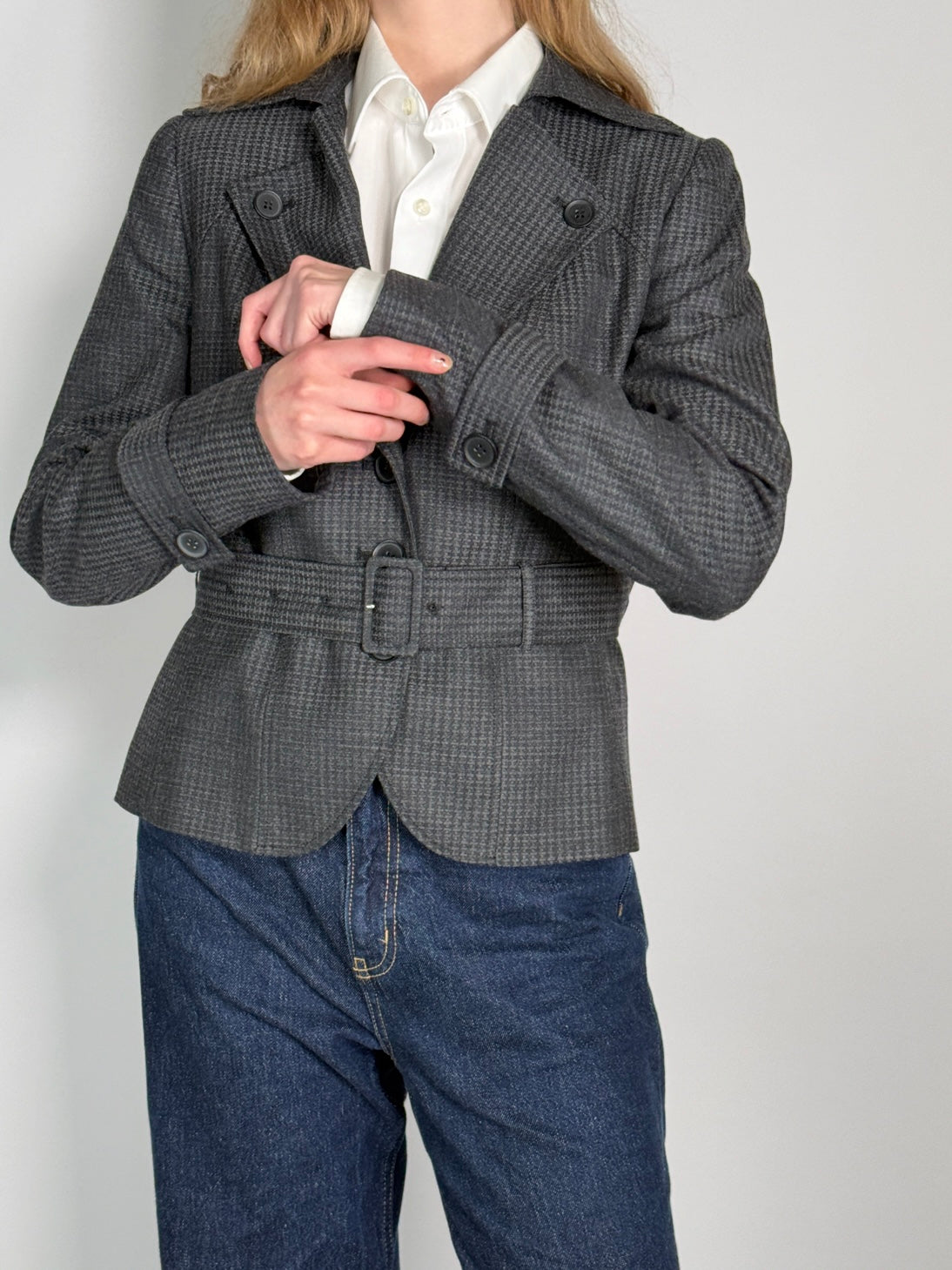 Belted Wool Blend Blazer str. 38
