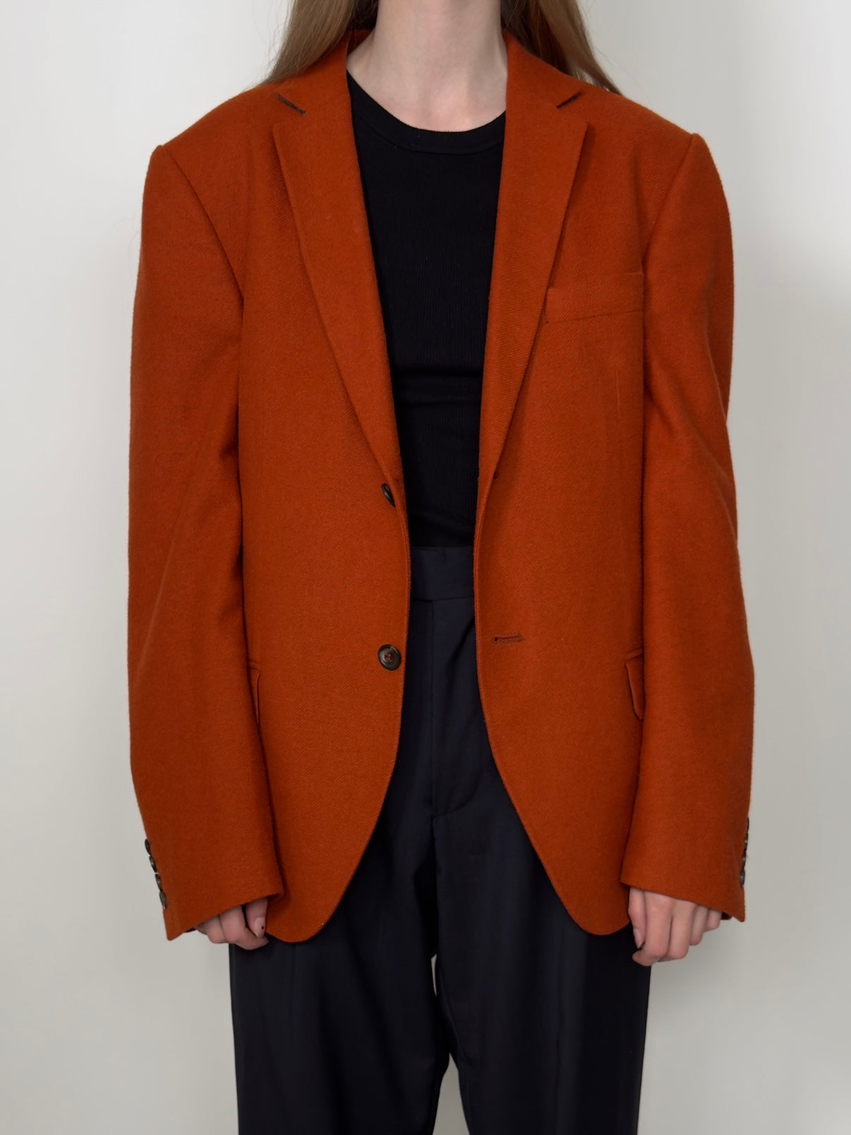 Orange Wool Blend Blazer str. 38