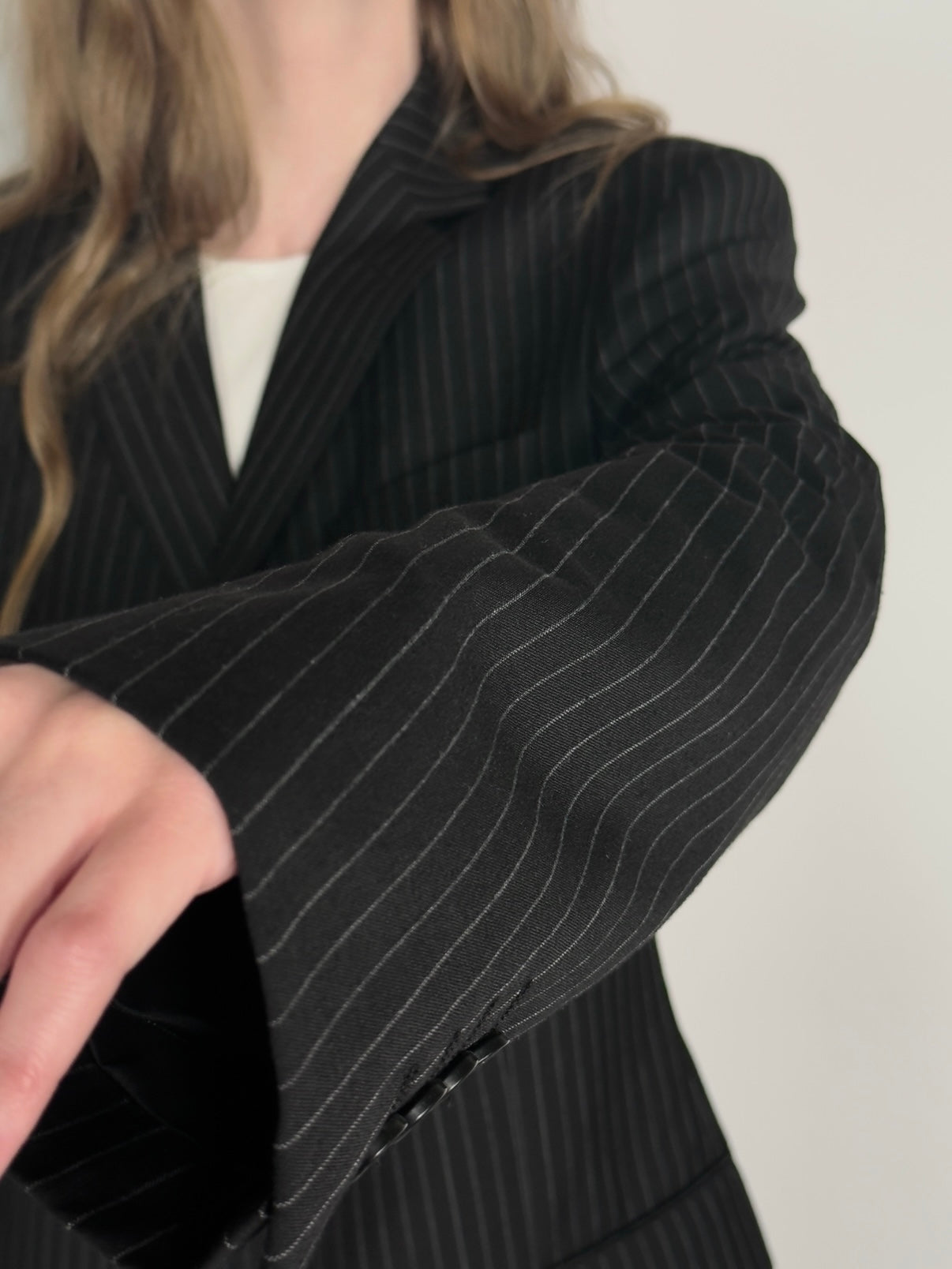 Pinstriped Wool Blend Blazer str. 40