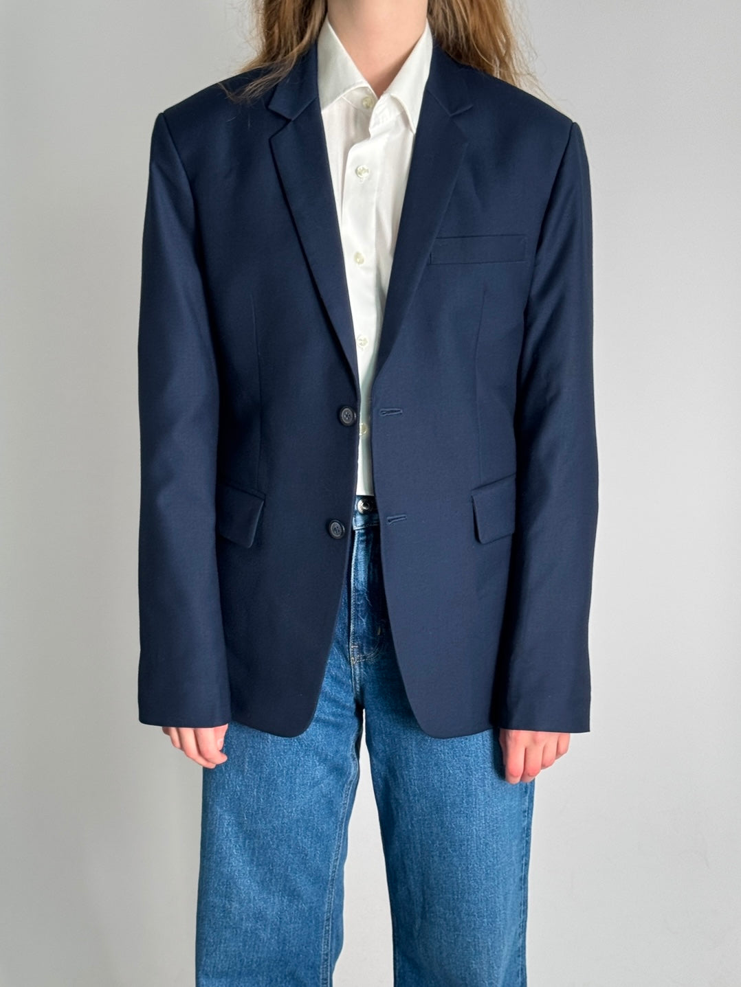 Blue Wool Blend Blazer str. 38