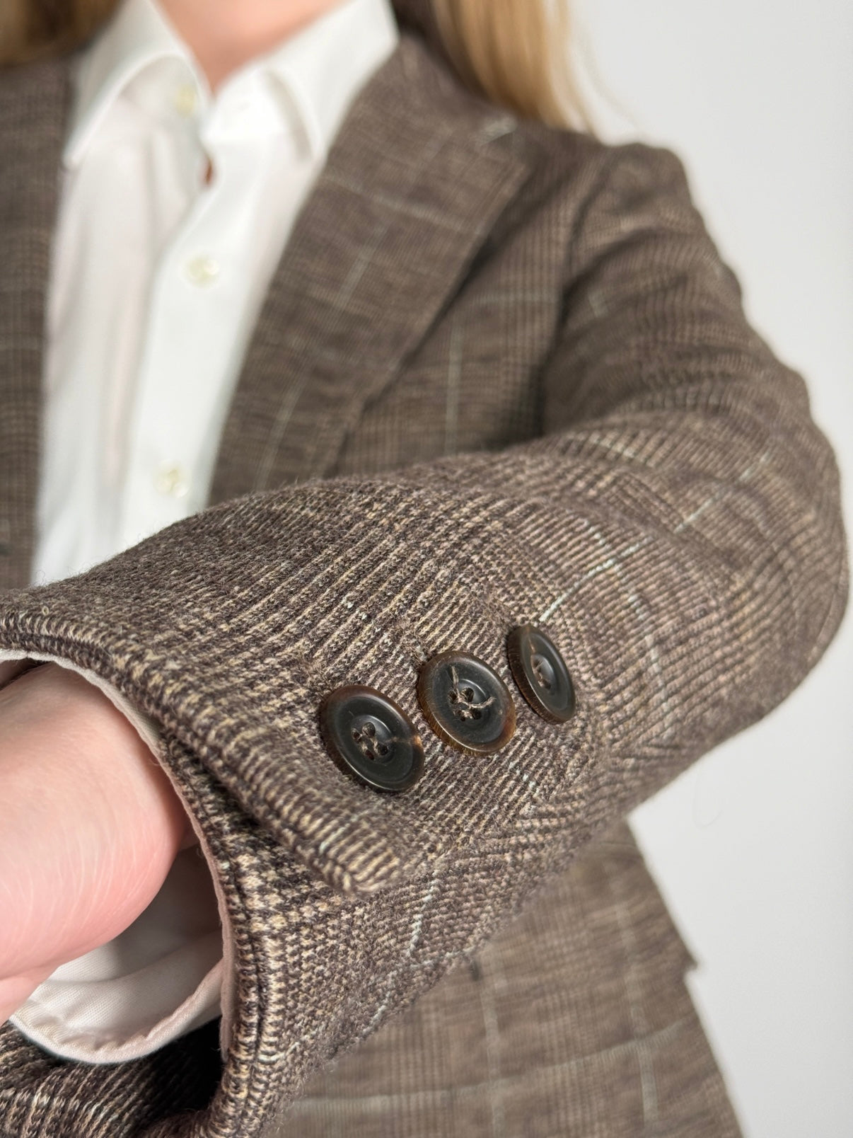 Checkered Wool Blend Blazer str. 38