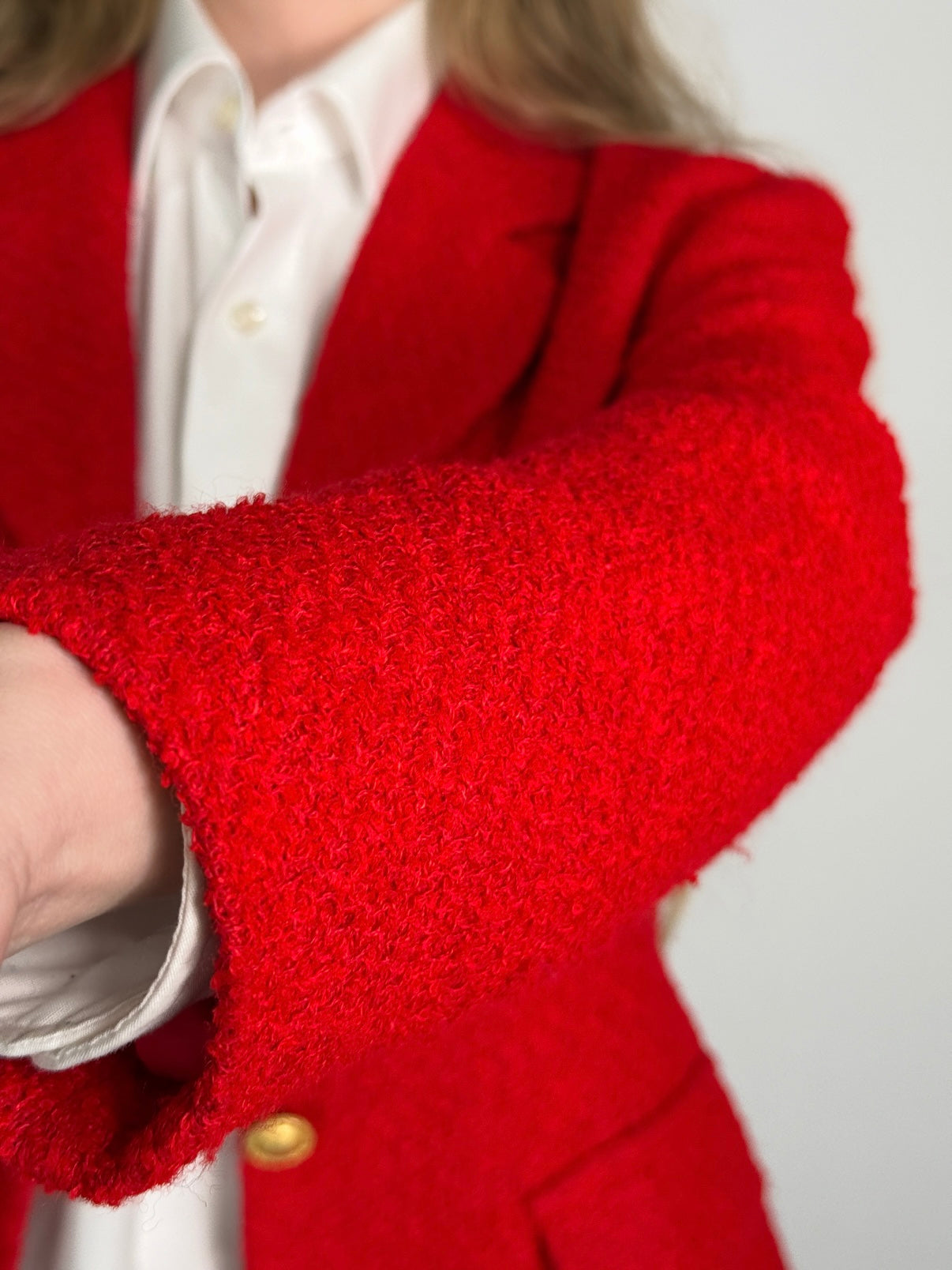 Red Bouclé Blazer str. 38