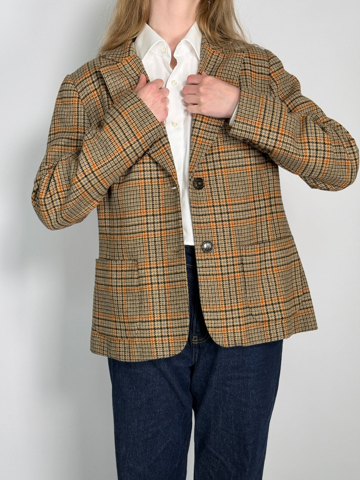 Wool Blend Tartan Blazer str. 38