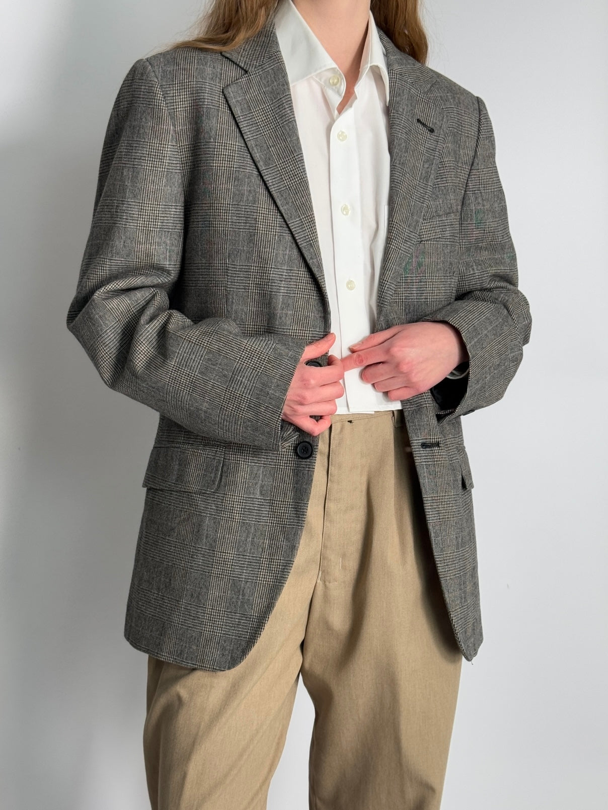 Checkered Wool Blend Blazer str. 40