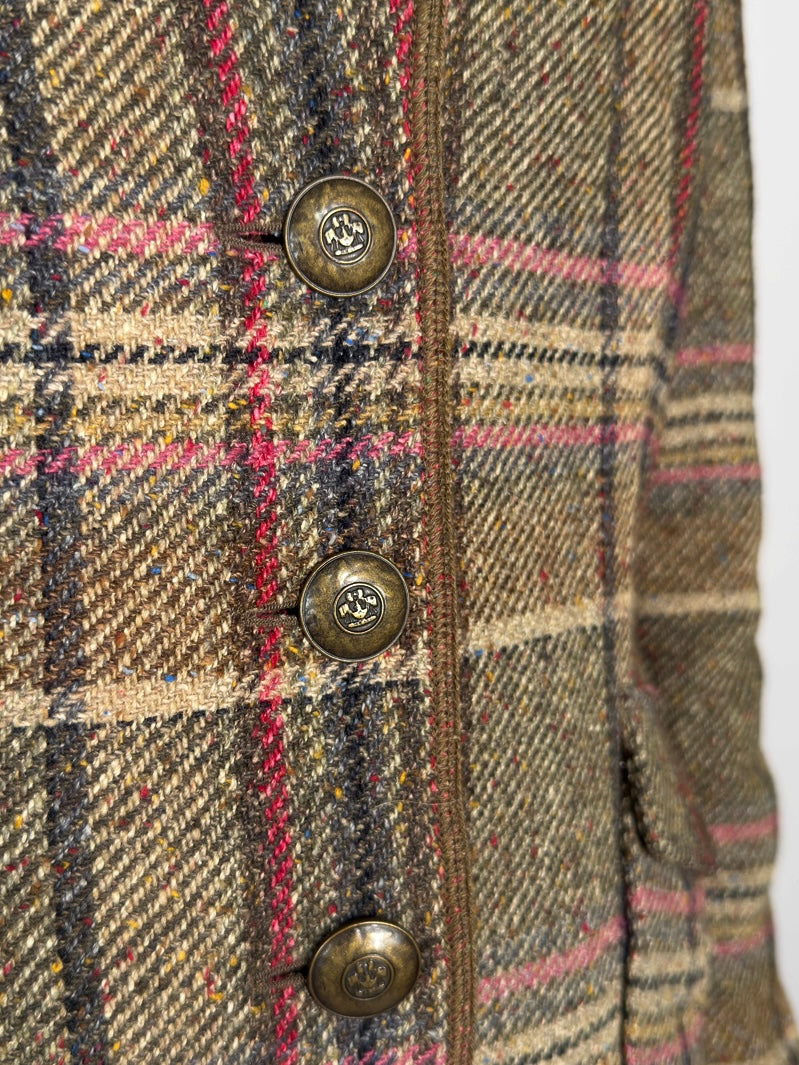 Wool & Silk Blend Tartan Blazer str. 38