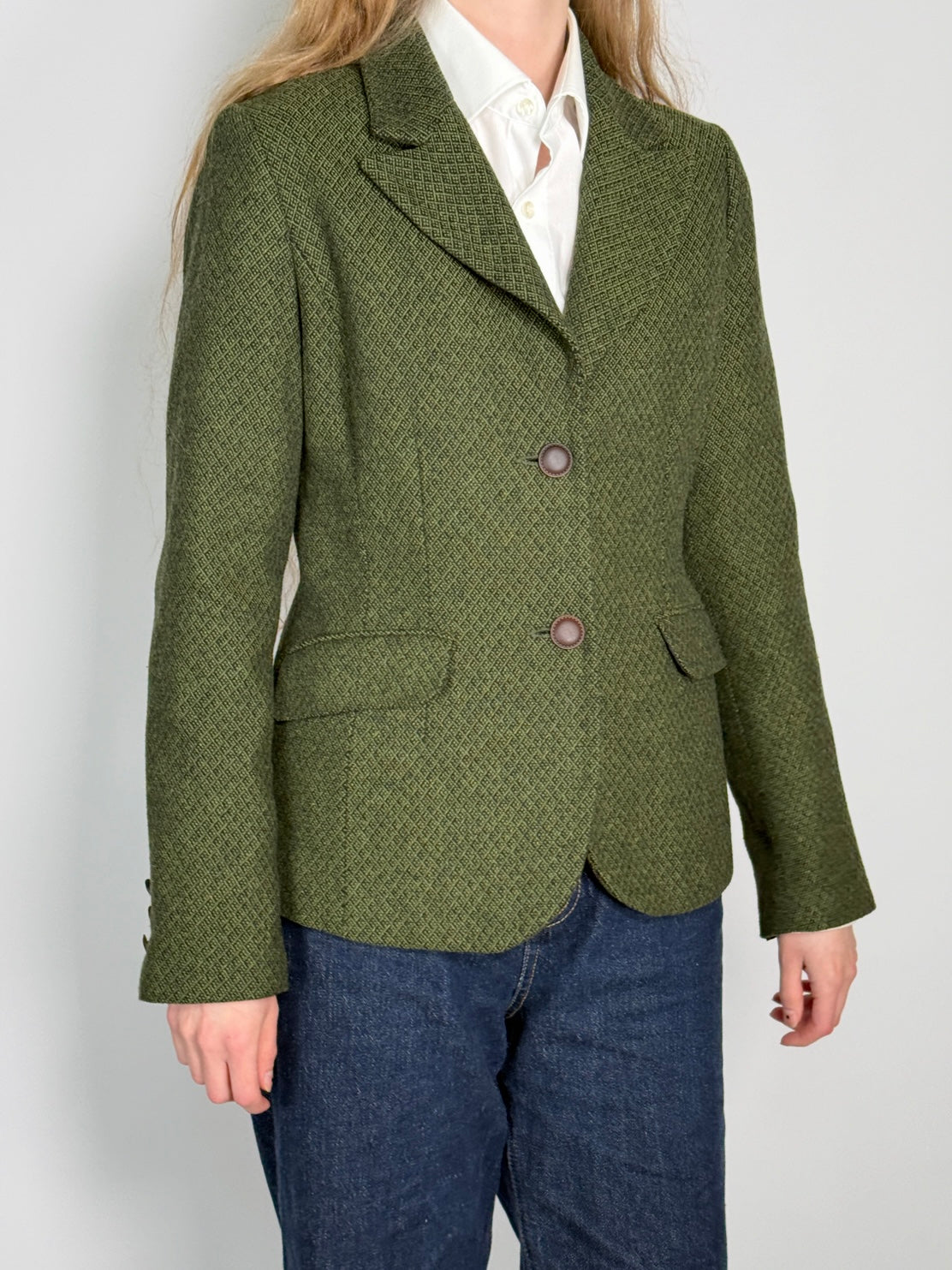 Moss Green Wool Blend Blazer str. 38