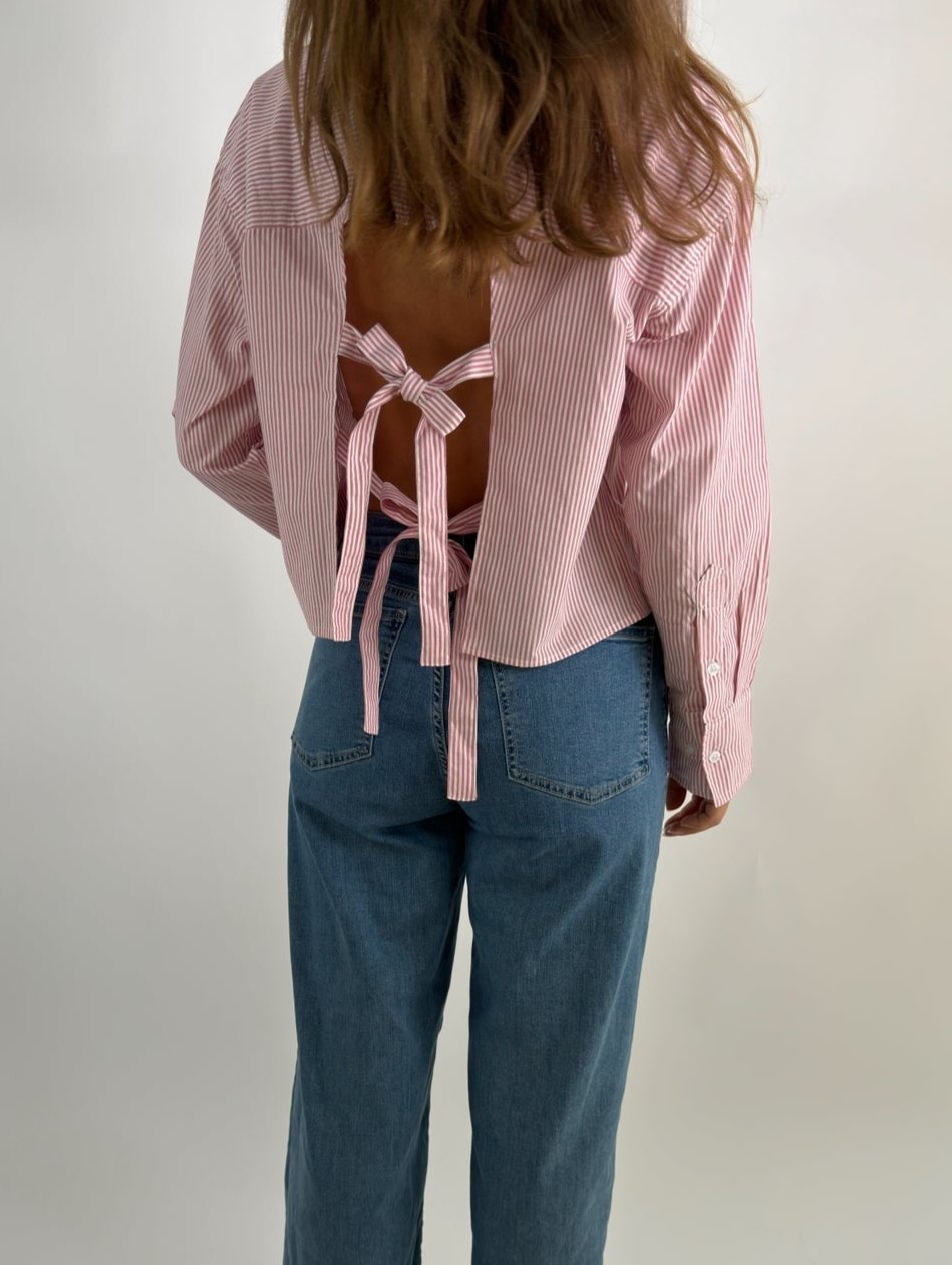 Pink Striped Open Back Shirt str. 36