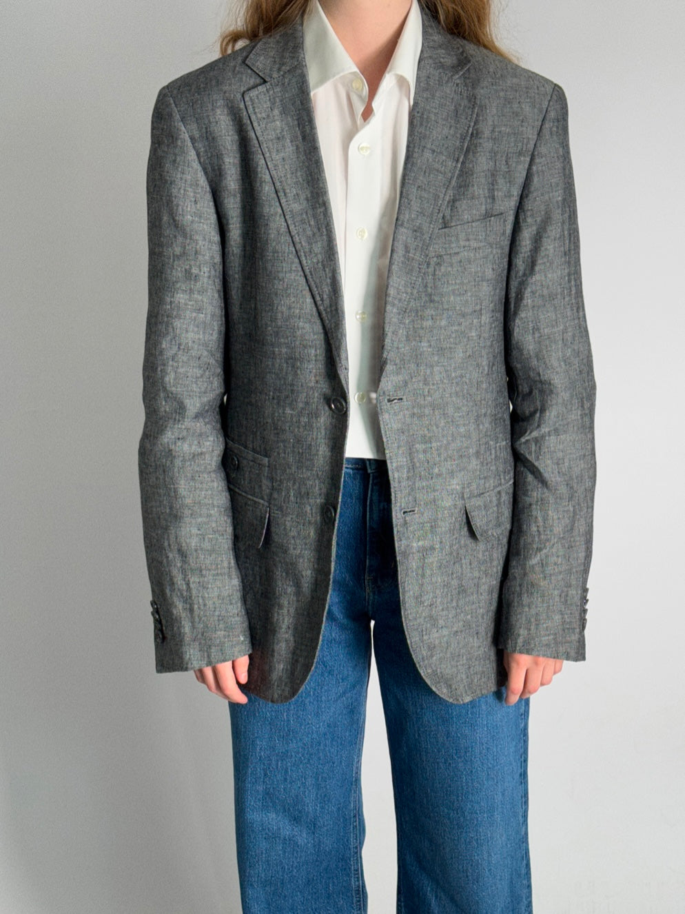 Grey Linen Blazer str. 40