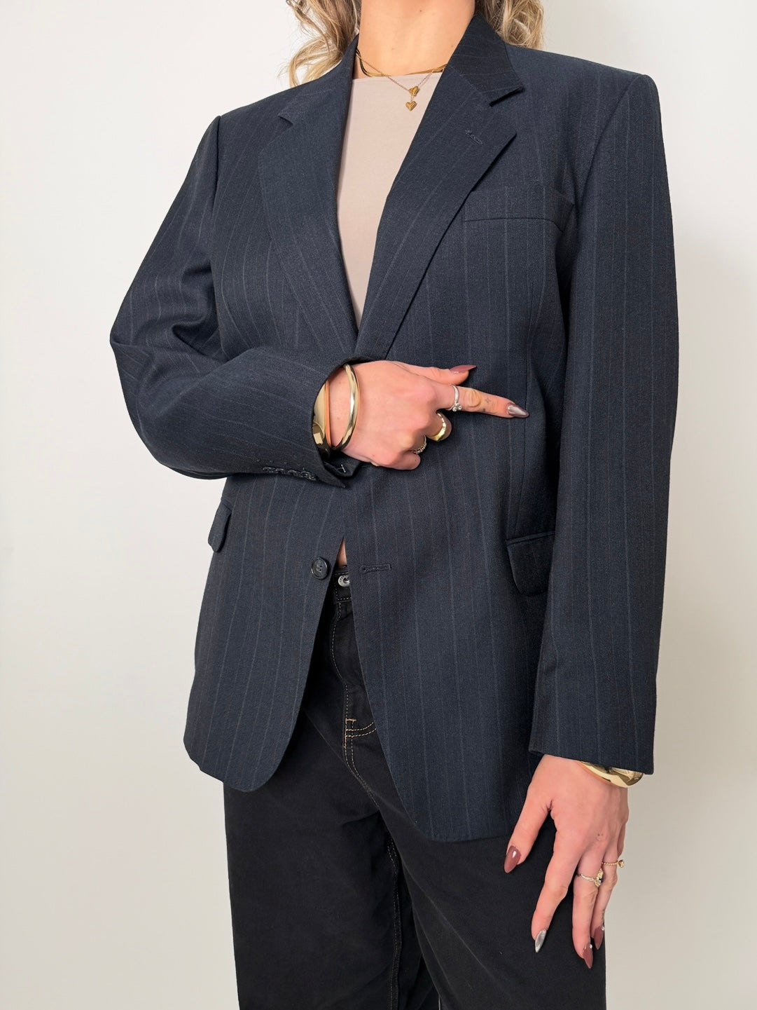 Striped Wool Blend Blazer str. 42