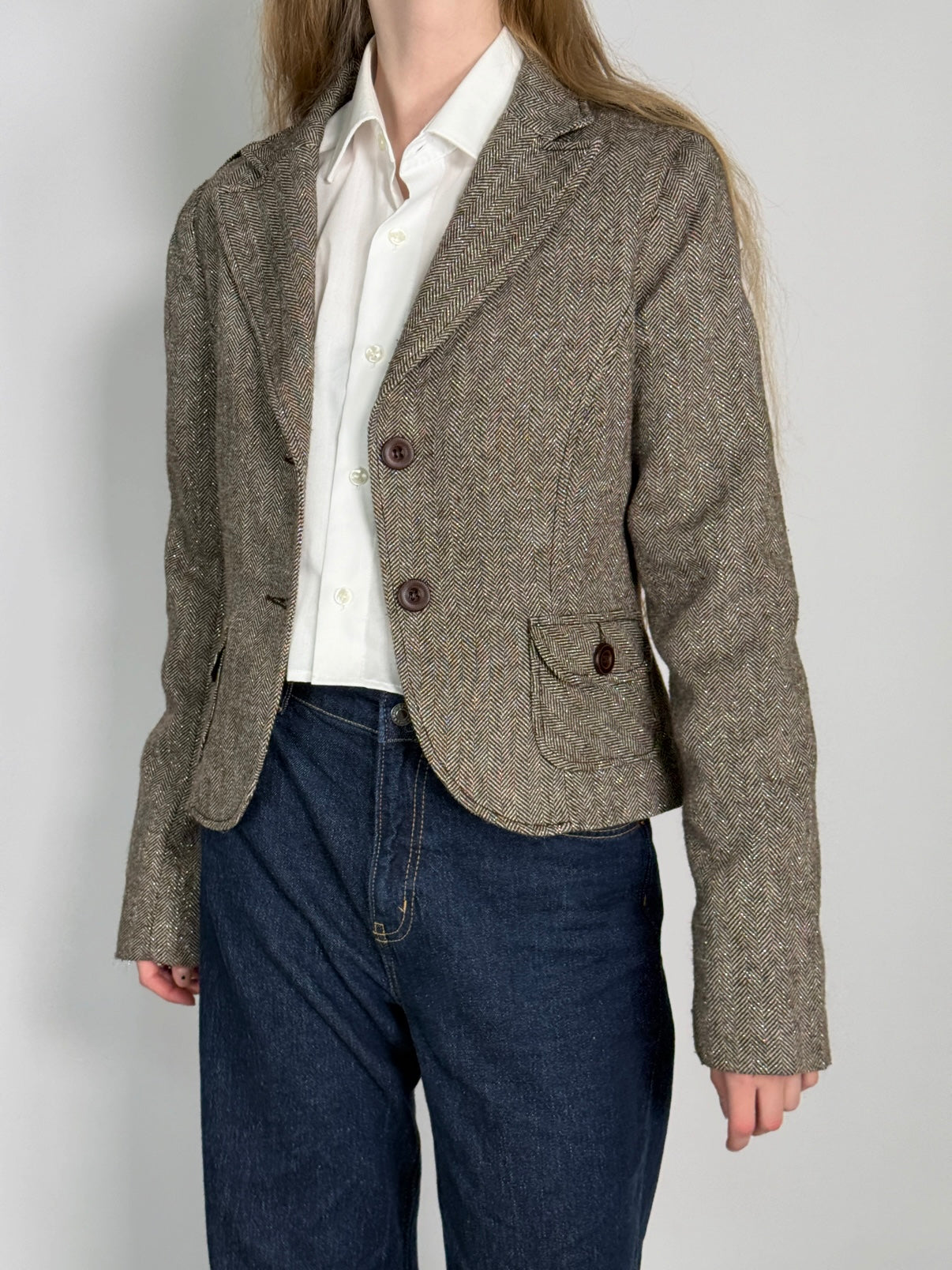Silver Thread Herringbone Blazer str. 38