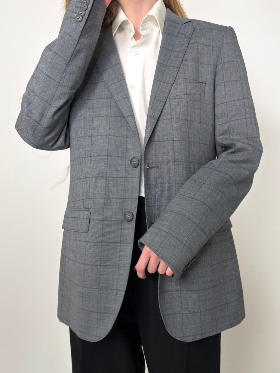 Checkered Wool Blend Blazer str. 38