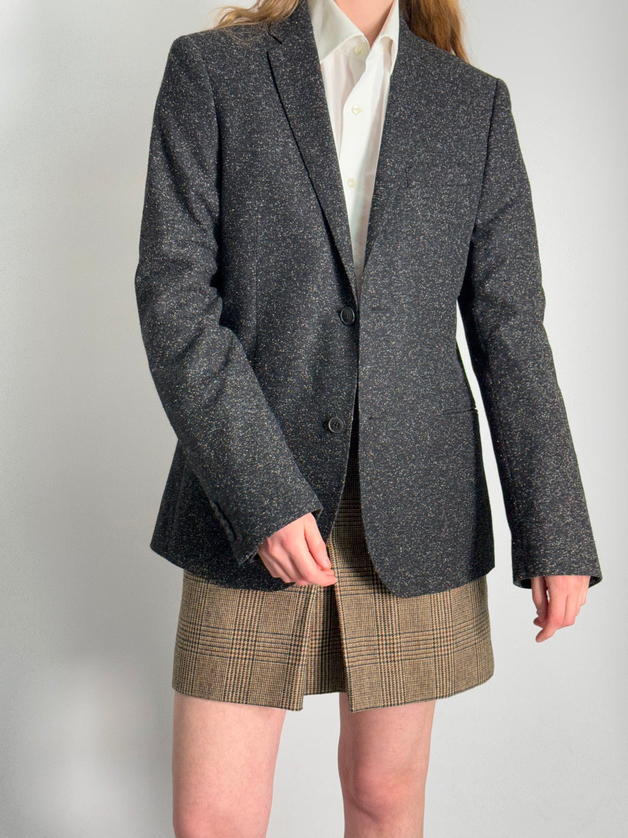 Grey Wool Blend Blazer str. 38