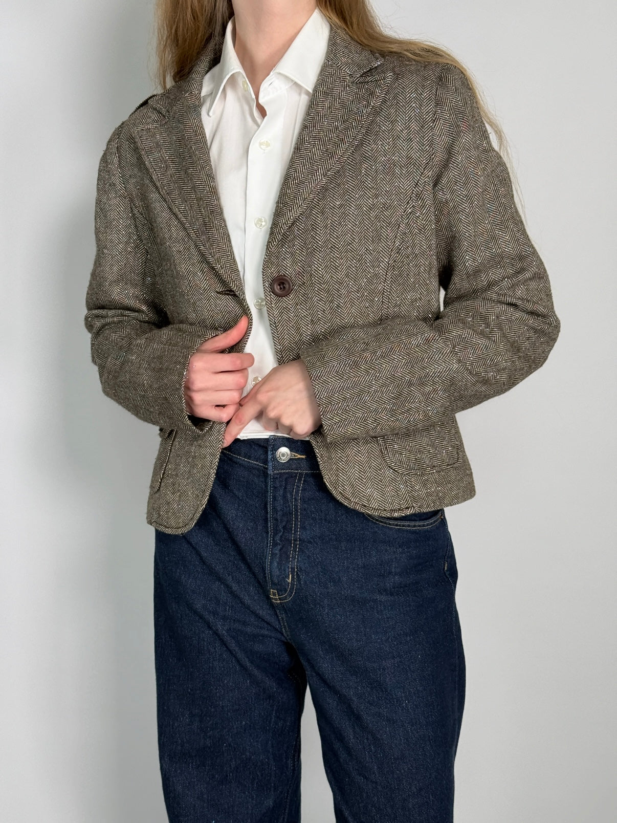 Silver Thread Herringbone Blazer str. 38