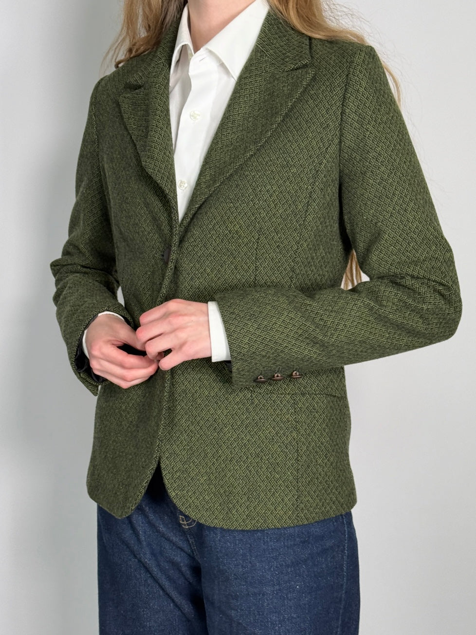 Moss Green Wool Blend Blazer str. 38