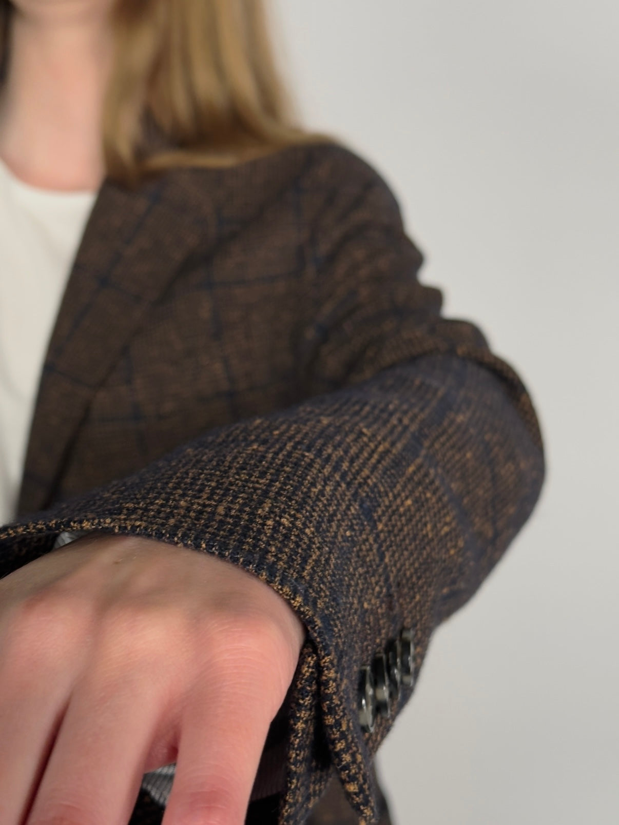 Checkered Wool Blend Blazer str. 38