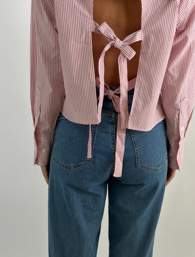 Pink Striped Open Back Shirt str. 36