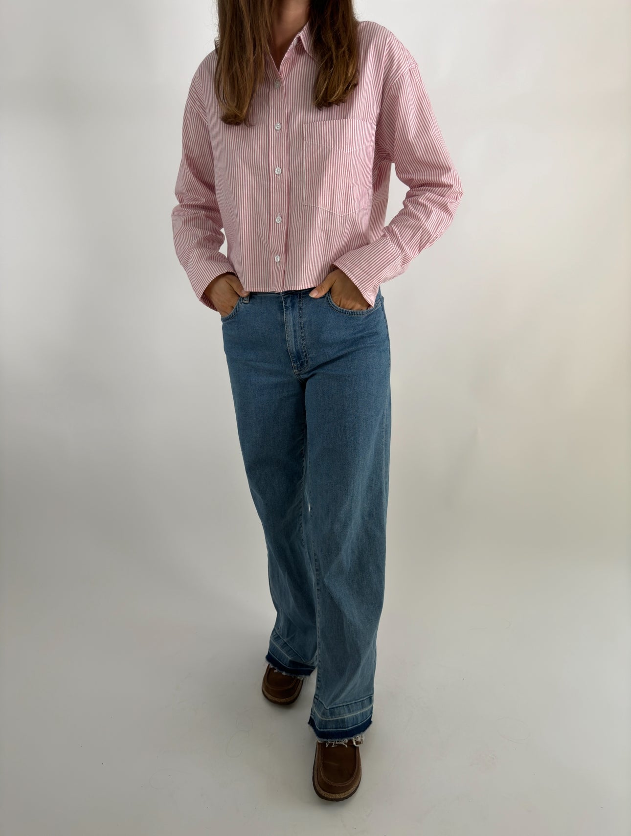 Pink Striped Open Back Shirt str. 36