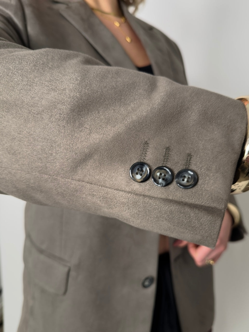 Beige Velvet Blazer str. 44