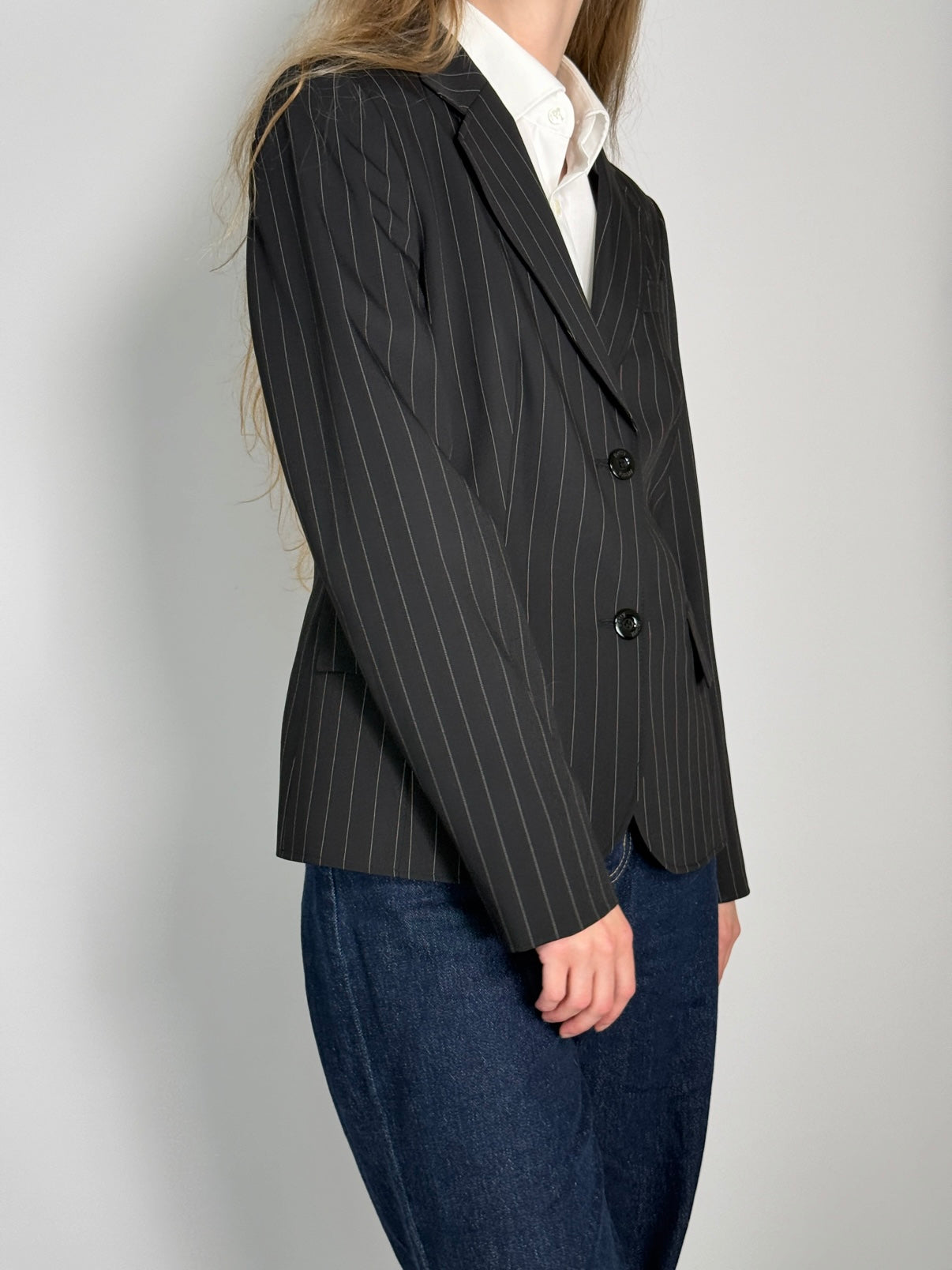 Pinstriped Wool Blend Blazer str. 38