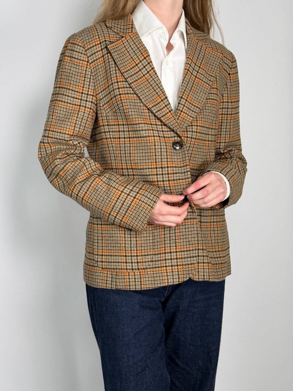 Wool Blend Tartan Blazer str. 38
