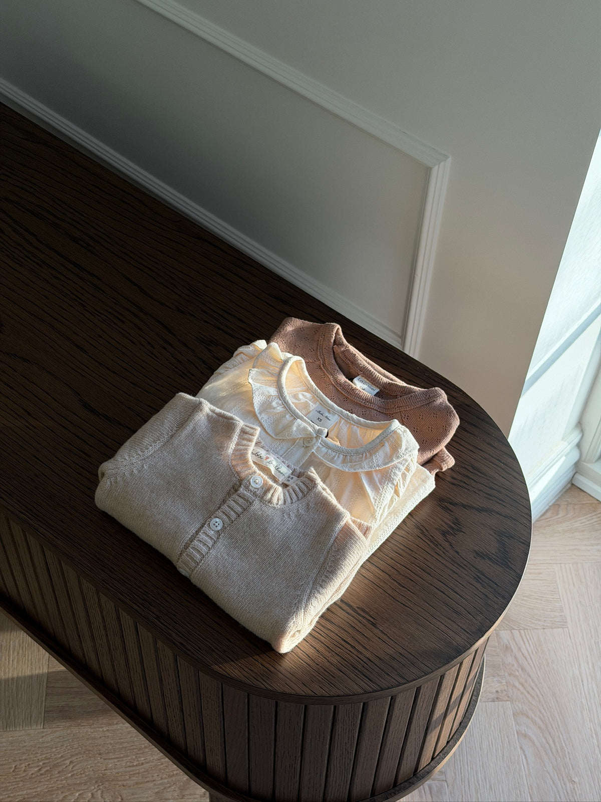 CARAMEL KNITTED BABY WOOL CARDIGAN