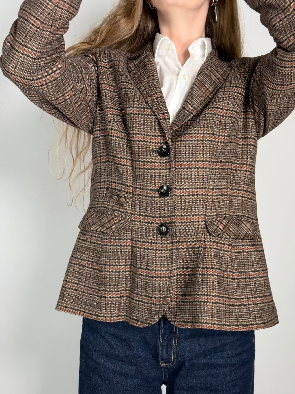 Checkered Back Detail Blazer str. 38