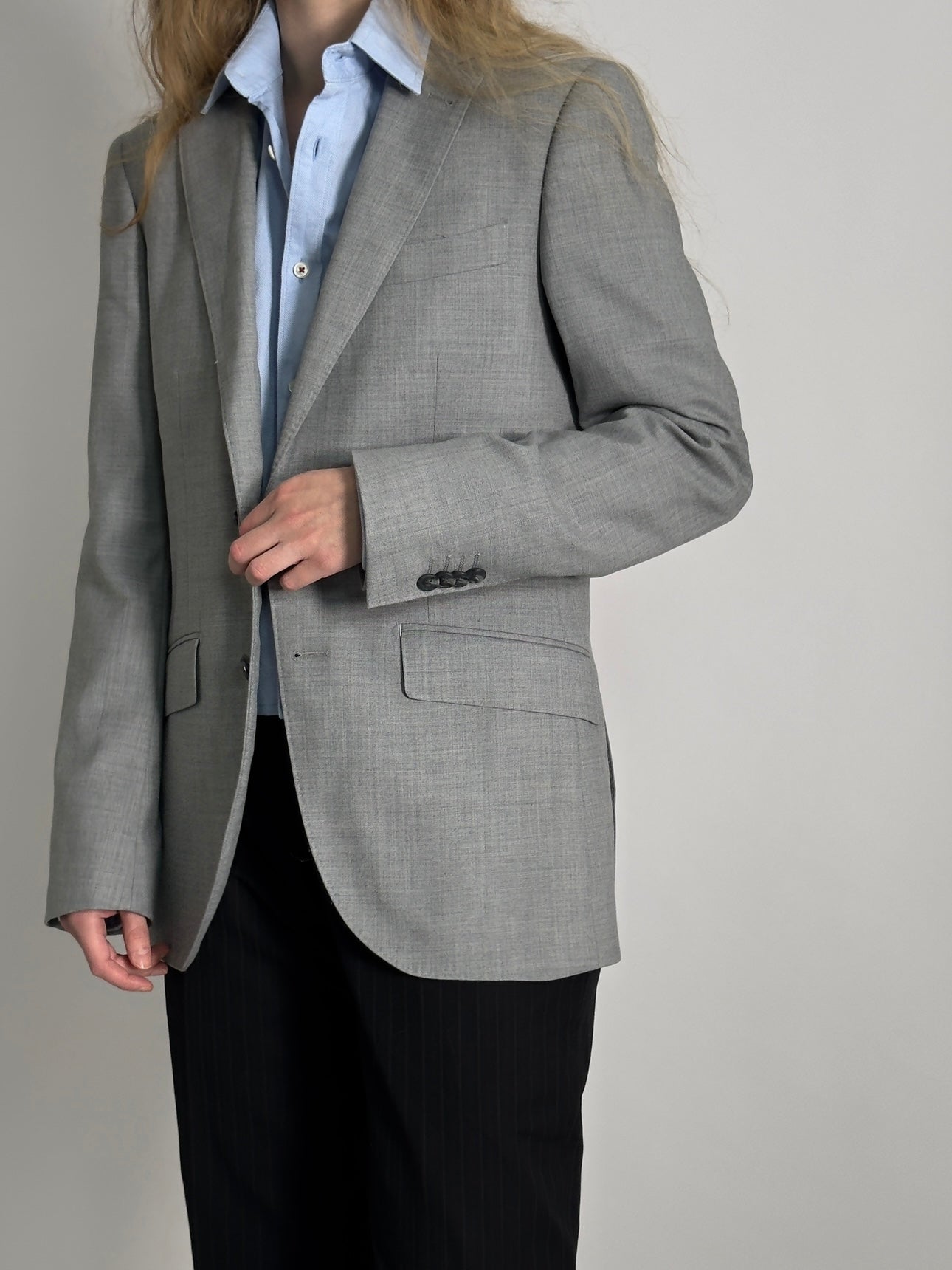 Light Grey Wool Blend Blazer str. 38