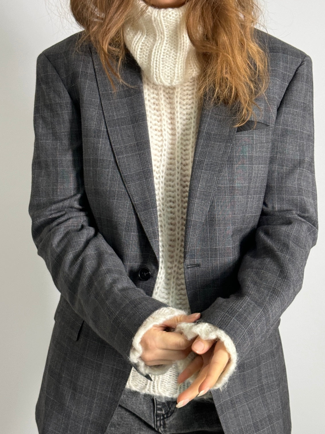 Checkered Pure Wool Blazer str. 36