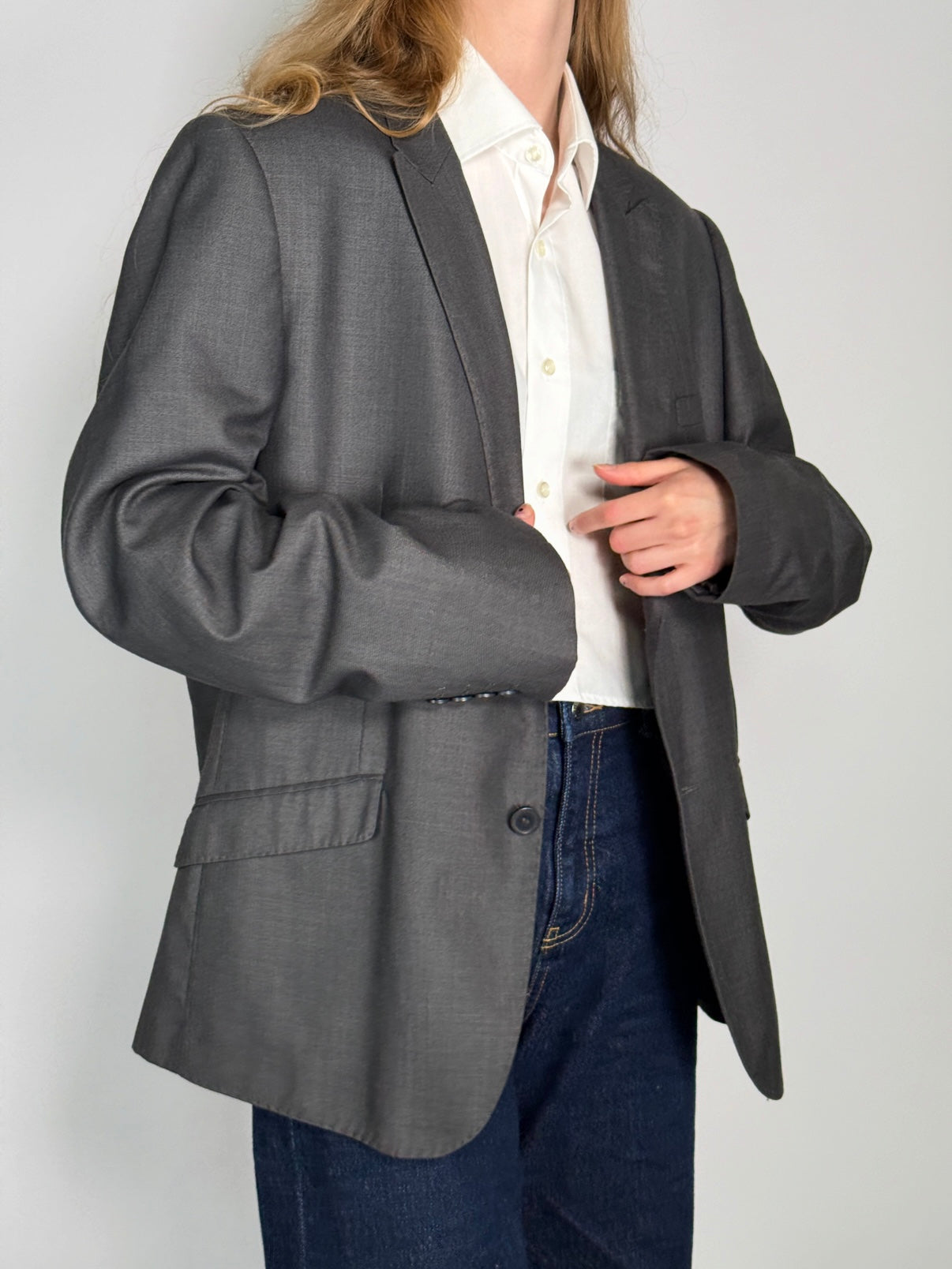 Grey Statement Print Blazer str. 42