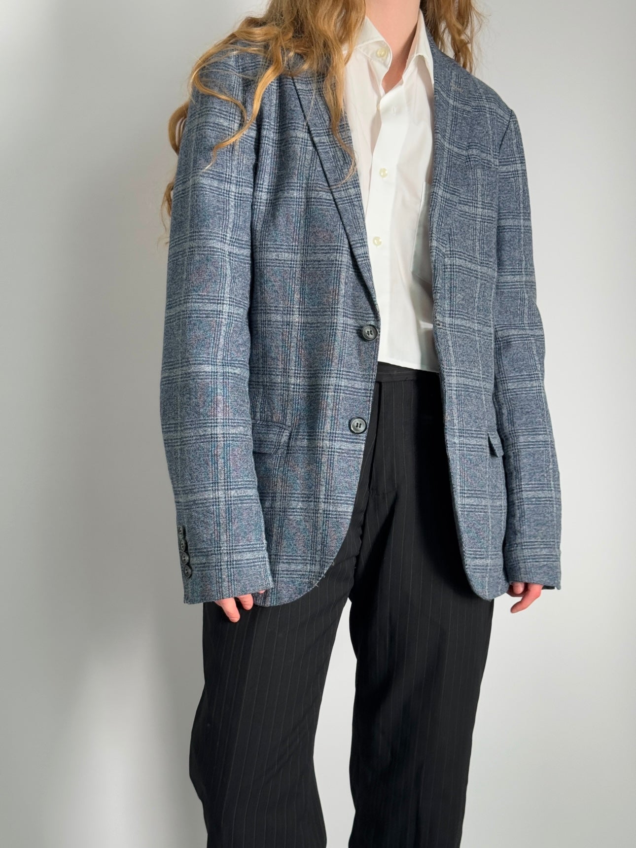 Checkered Linen Blend Blazer str. 40