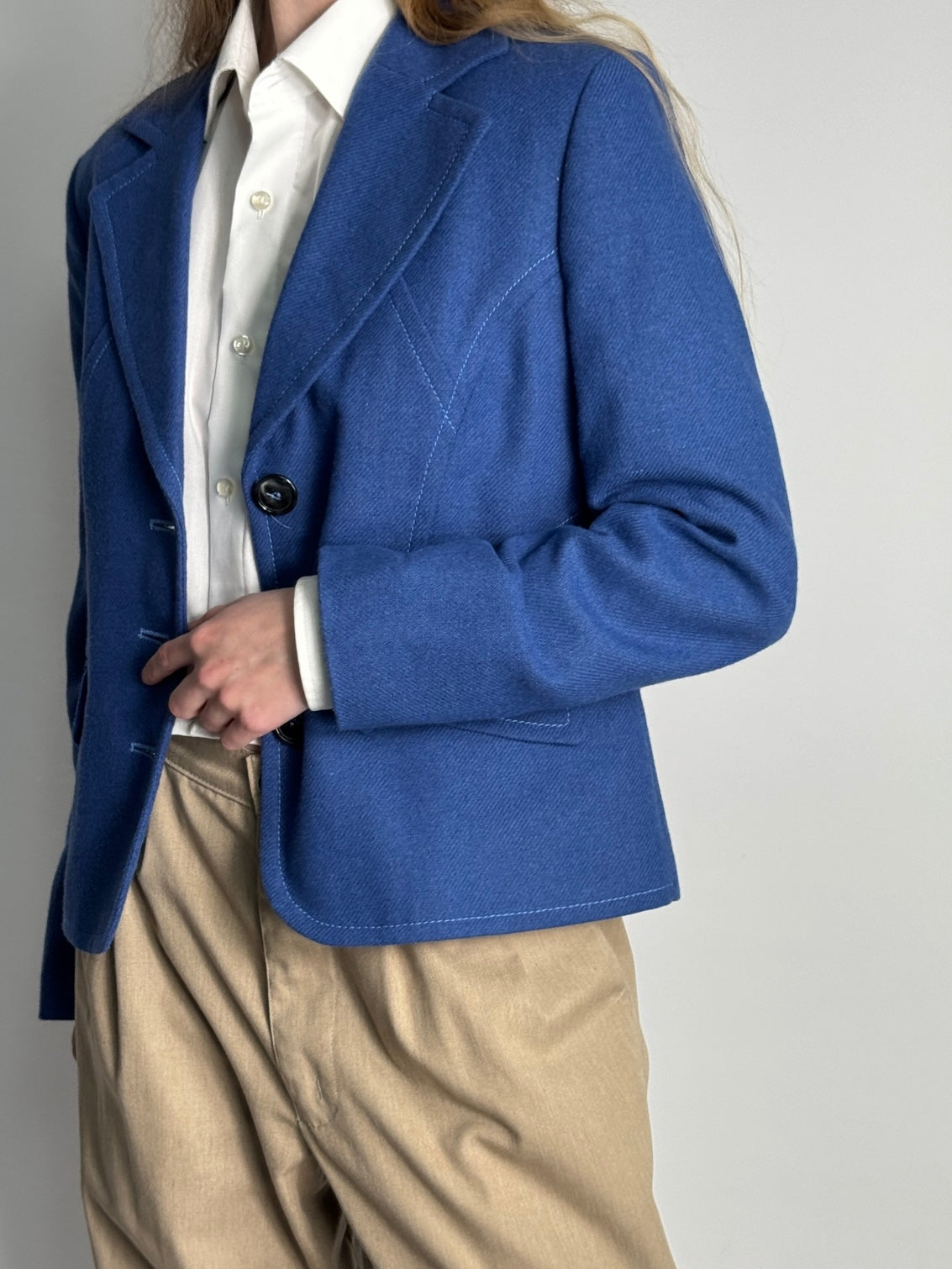 Blue Contrast Stitch Blazer str. 38